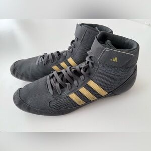 Adidas Wrestling Shoes HVC2 - Men’s 11 - Black Charcoal Gold